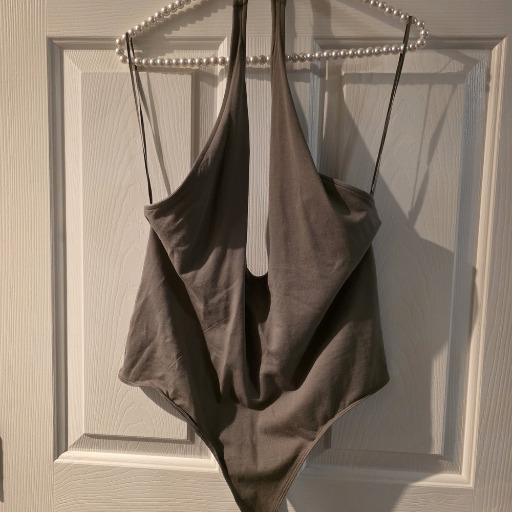 Express Olive Green Halter Bodysuit
